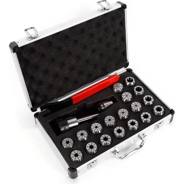 Set Mandrini A Pinza Cnc - ER32 MK2/MT2 - 21 Pezzi - Barra Di Trazione M10 - Precisione - Per Fresatrice-image