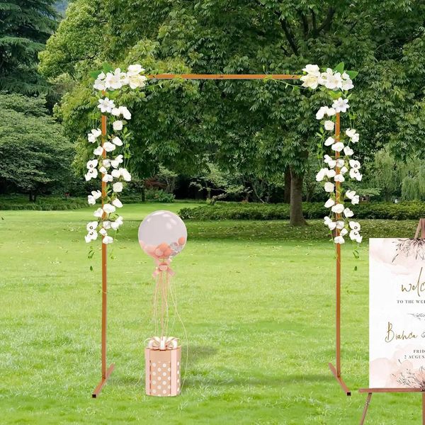 Arco Floreale Rettangolare - Arco Nuziale In Metallo - Dimensioni 2 M X 1,5 M - Taglia L - Supporto Per Sfondo - Giallo-image