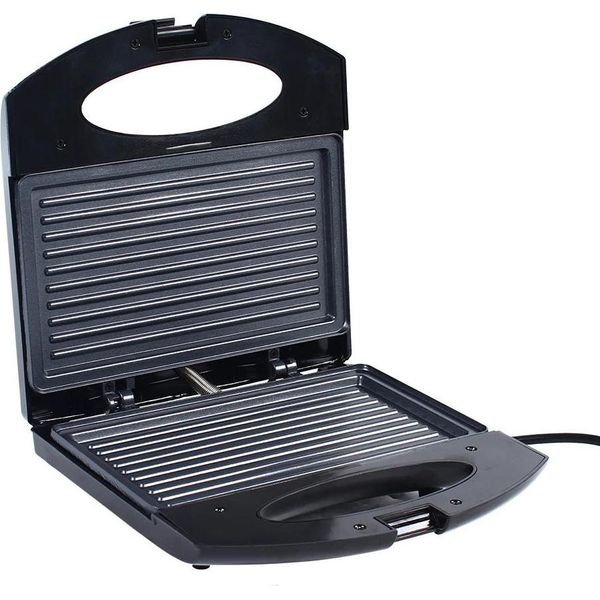 Sandwich Maker - Grill Elettrico Da Tavolo - 750 W - Riscaldamento Su Entrambi I Lati - Rivestimento Antiaderente - Temperatura Fissa 150 °C - 22×20×6,5 Cm - Nero-image