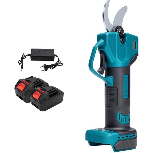 Cesoie Elettriche Per Rami - Cesoie Da Giardino A Batteria - Motore Brushless - Diametro Di Taglio 30 Mm - Display Digitale - 2 Batterie 18 V - Caricabatterie Ue - Arancione/Nero-image