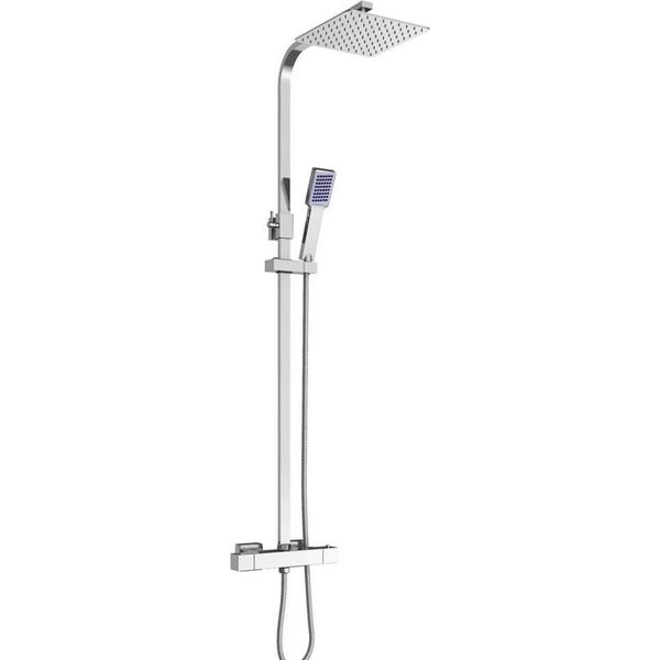 Sistema Doccia - Colonna Doccia Termostatica - Montaggio Incasso - Soffione A Pioggia 40 X 40 Cm - Acciaio Inox - Bianco-image