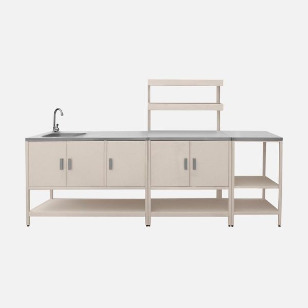 Cucina Da Esterno, 3 Moduli In Acciaio Inox, Beige-image