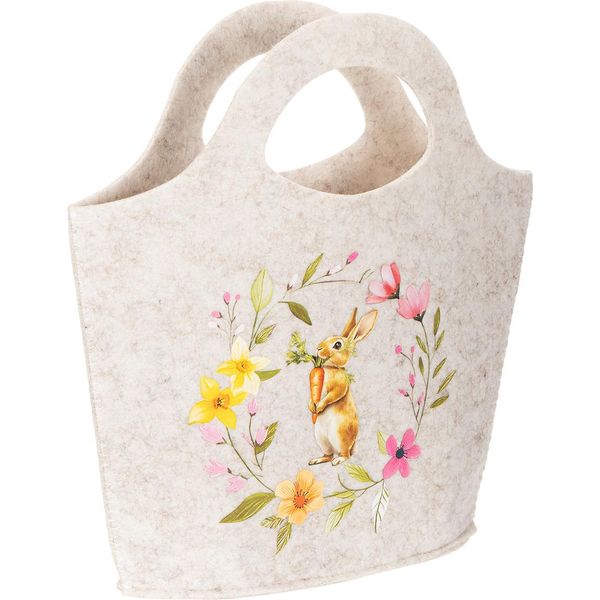 Borsa In Feltro Decorazione Pasquale Con Motivo Coniglietto E Fiori Decorazione Primaverile, 4 Pezzi-image