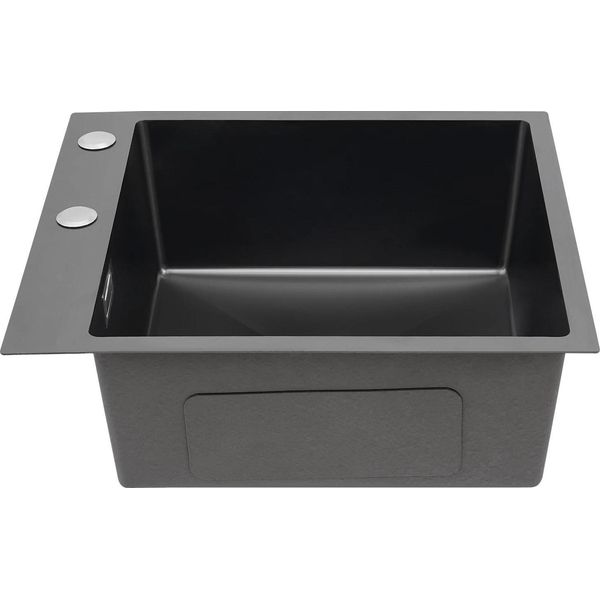 Lavello Da Cucina In Acciaio Inox - Vasca Singola - 45 X 50 Cm - 1 Foro - Senza Rubinetteria - Con Gruppo Di Scarico - Da Incasso O Sottopiano-image
