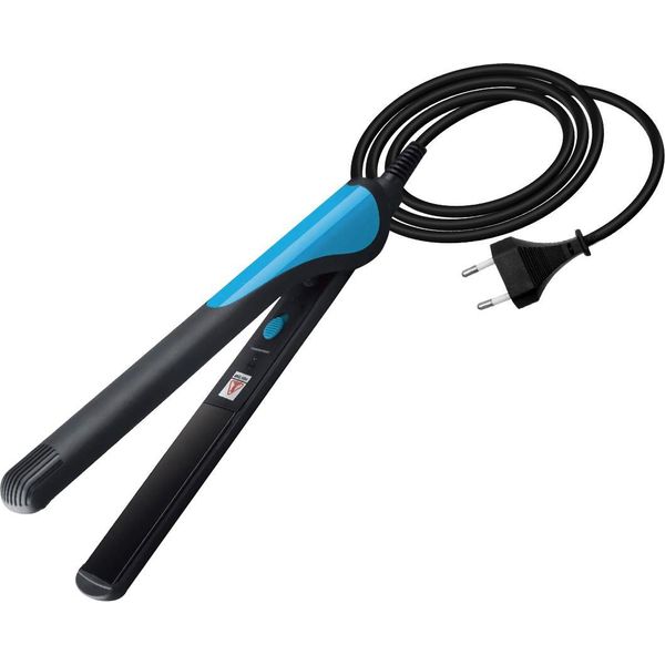 Avizar, Mini Piastra Per Capelli E Ferro Arricciacapelli 2 In 1 Tormalina 20 W, Nero/Blu-image