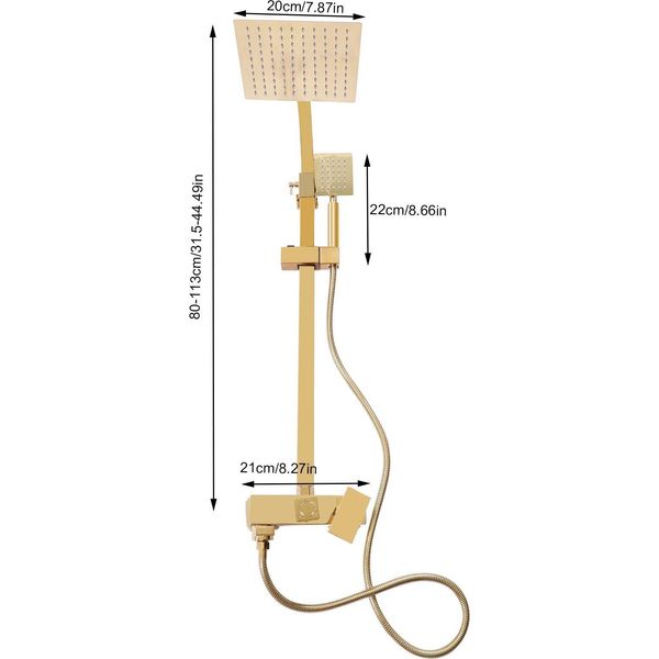 Set Doccia A Pioggia - Sistema Doccia - Doccetta - Rubinetto Per Vasca Con Bocca Di Erogazione - Per Vasca E Doccia - Acciaio Inossidabile - Oro-image
