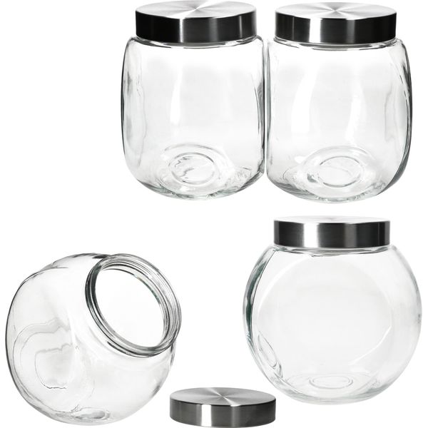 4X Dora Barattolo Per Biscotti 2L Barattolo Di Vetro Con Coperchio In Metallo Barattolo Per Conserve-image