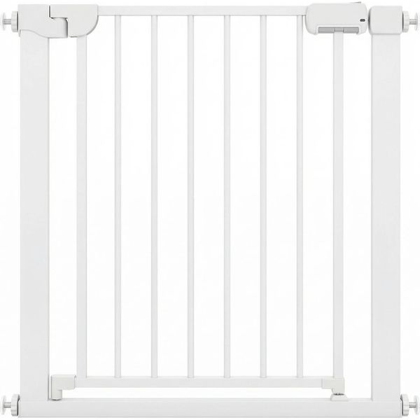 Costway Barriera Di Sicurezza Per Scale Senza Forature, Larghezza 75-82 Cm, Barriera Di Sicurezza Con Chiusura Automatica, Barriera Metallica, Barriera Per Bambini E Animali Domestici, Bianca-image