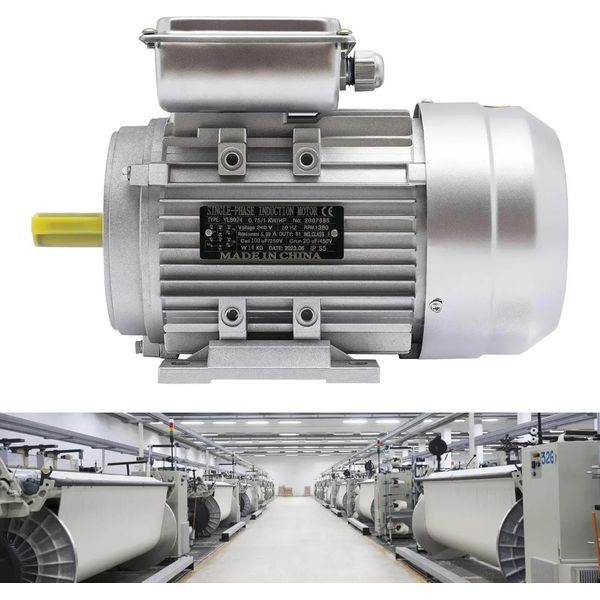 Motore Elettrico - Monofase - 750 W - 1380 Giri/Min - Albero Da 19 Mm - Per Betoniere - Alloggiamento In Alluminio --image