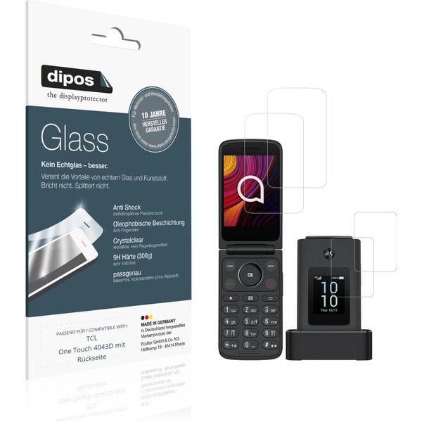 2X Pellicola Protettiva Per Tcl One Touch 4043D Mit RüCkseite Protezione Vetro Flessibile 9H Dipos-image