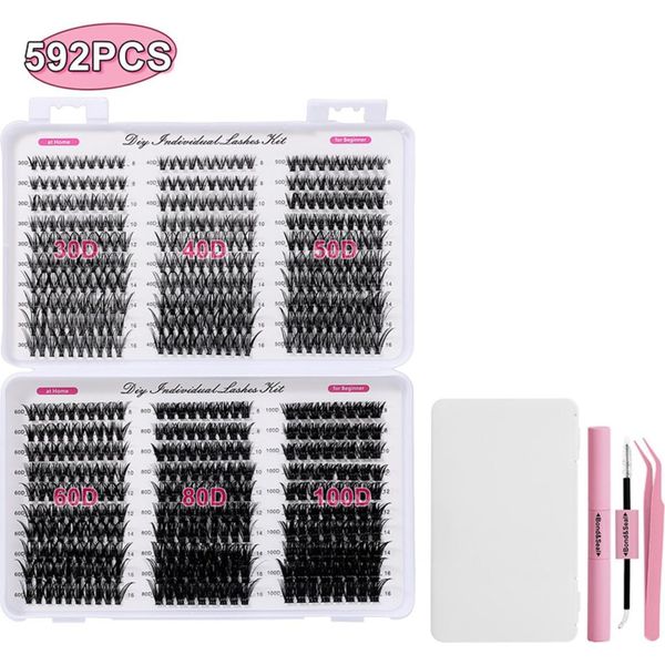 Inf Kit Extension Ciglia Fai Da Te 592PZ: Ciglia Finte Individuali, Volume, Colla & Pinzette-image