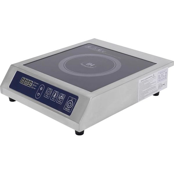 Piastra A Induzione Professionale - 1 Zona Apparecchio Da Tavolo - 400–3500 W - Timer 24 H - 60–300 °C - Superficie Di Riscaldamento 23 Cm - Per Fondi Di Pentole 12–30 Cm - Nero-image