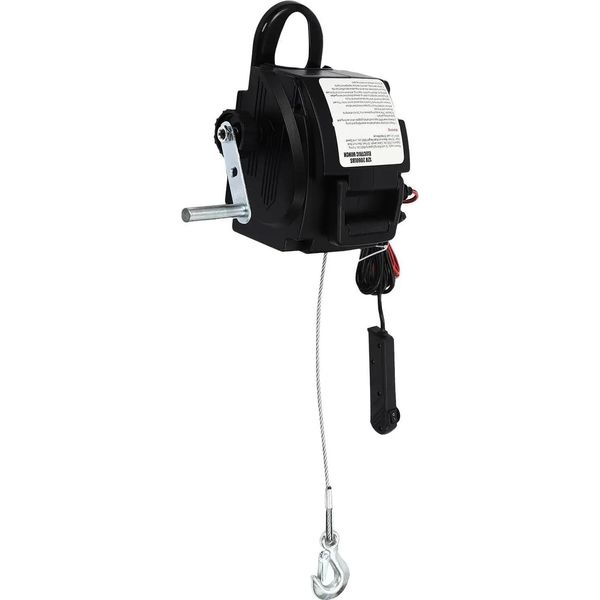 Verricello Elettrico - 12 V - Motore Da 300 W - Forza Di Trazione 2720 Kg - Ingranaggi In Acciaio - Per Auto, Rimorchi, Barche - Nero-image