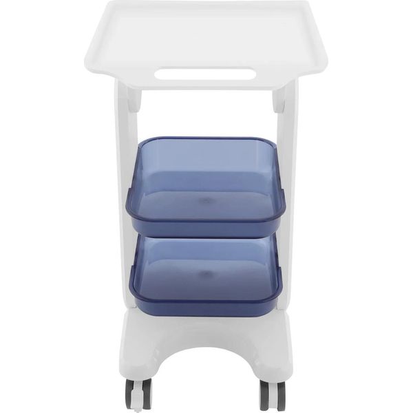 Carrello Cosmetico/Carrello Medico - Carrello Portaoggetti A 3 Ripiani - Design Aperto - Plastica Pc - 44×36×76 Cm - Ripiano 10 Kg, Piano Di Lavoro 60 Kg - Bianco-image