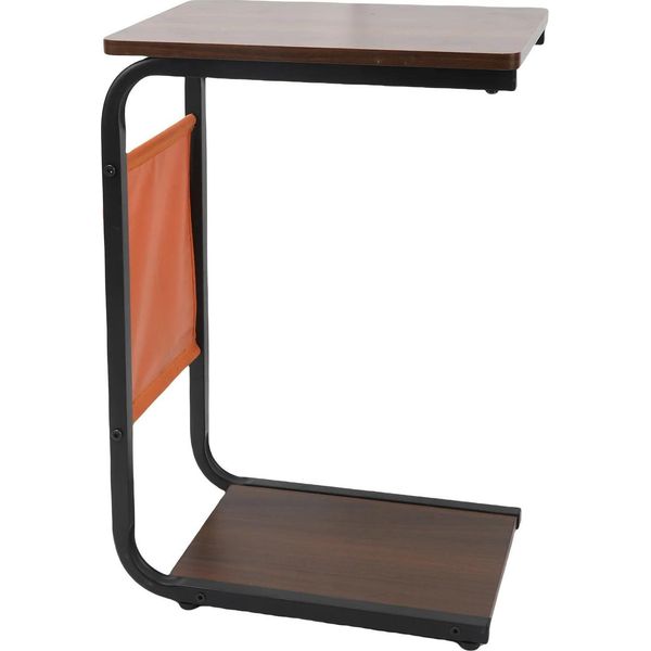 Tavolino A Forma Di C - Tavolino Con Rotelle Per Divano - Rotelle Bloccabili - Infilabile Sotto Il Divano - Struttura In Plastica - Nero-image