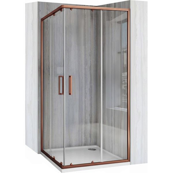 Box Doccia Rea City 90X90 Brush Copper + Piatto Doccia Savoy White-image