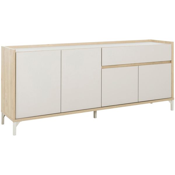 Sideboard Gami "Lenk", Grau (Greige, Kastanie Natur Nachbildung), B:186Cm H:77Cm T:41Cm, Holzwerkstoff, Sideboards, Sideboard, Elegantes Und Praktisches Aufbewahrungsbuffet-image