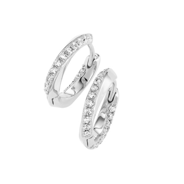 Paar Creolen "Mit WeißEn Zirkonia, Silber 925", Silber, Giorgio Martello Milano, Ohrringe, Damen, Silber 925 (Sterlingsilber)-image