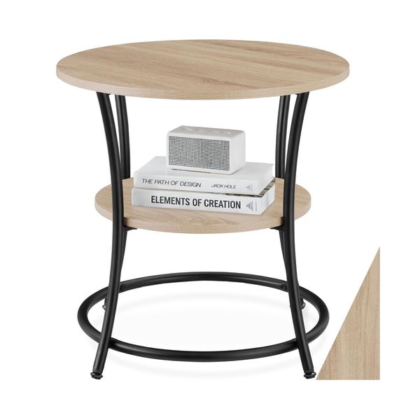 Tectake® Beistelltisch, Industrial Style, Rund, Mit 2 Ablagen, 55 X 56 Cm-image
