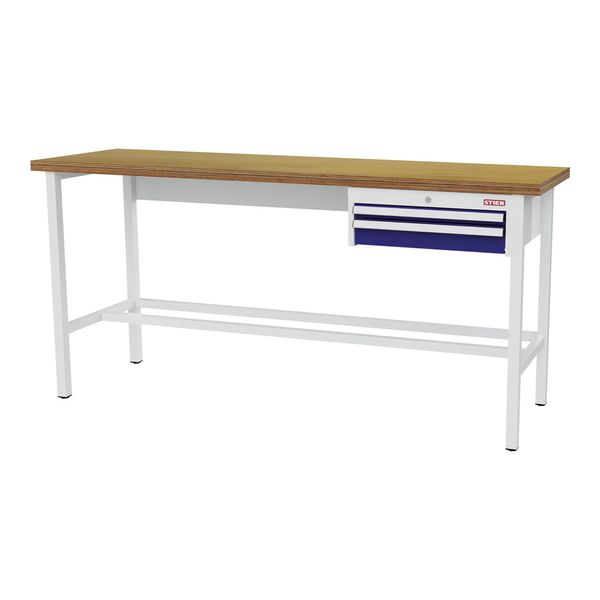 Stier Werkbank Mit 1X50, 1X100 Mm Schubladen Bxtxh 2000X600X960 Mm Ral 7035 / Ral 5010 (906353)-image