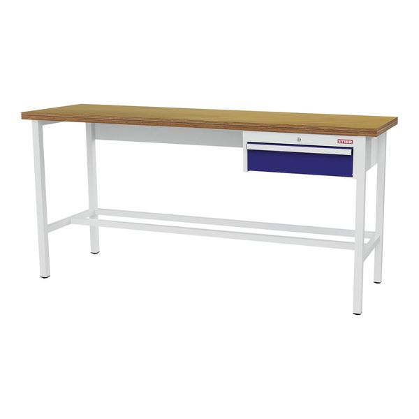 Stier Werkbank Mit 1X150 Mm Schublade Bxtxh 2000X600X960 Mm Ral 7035 / Ral 5010 (906355)-image