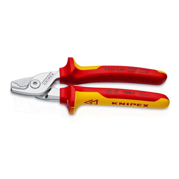 Knipex 95 16 160 Stepcut® Kabelschere Isoliert Mit Mehrkomponenten-HüLlen, Vde-GeprüFt Verchromt 160 Mm)-image