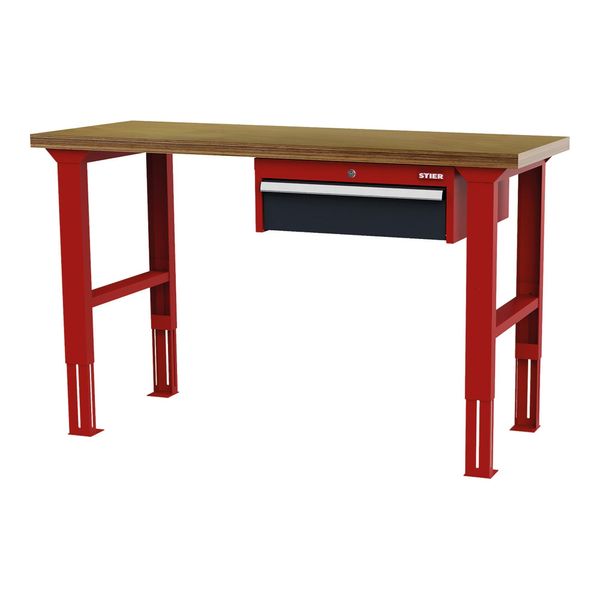 Stier HöHenverstellbare Werkbank Mit 1X150 Mm Schublade Bxtxh 1500X600X760-1060 Mm Ral 3020 / Ral 7016 (906342)-image