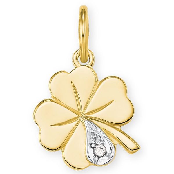 KettenanhäNger Amor "Kleeblatt", Gold (Gelbgoldfarben, WeißGoldfarben, Wweiß), SchmuckanhäNger, Damen, Diamanten Gelbgold 585, 0,59 G, Diamanten, Gelbgold 585, KettenanhäNger, Mit Diamant-image