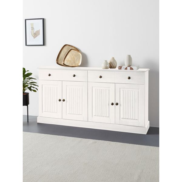 Sideboard Otto Home "Liotta", Weiß, B:158Cm H:80Cm T:34Cm, Fsc-Zertifiziertes Massivholz, Sideboards, Sideboard-image