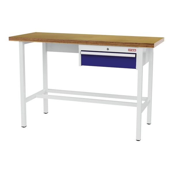 Stier Werkbank Mit 1X150 Mm Schublade Bxtxh 1500X600X960 Mm Ral 3020 / Ral 7016 (906360)-image