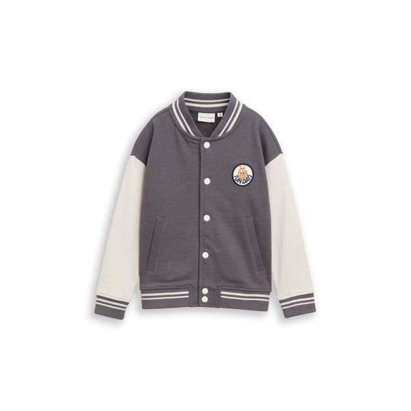 Tom Tailor Jungen Oversize Sweatjacke Mit Bomberkragen, Grau, Uni, Gr. 116/122-image