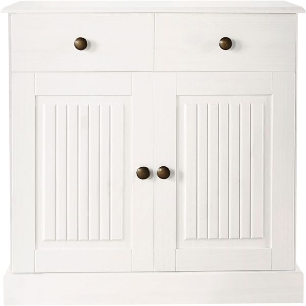 Sideboard Otto Home "Liotta", Weiß, B:80Cm H:80Cm T:34Cm, Fsc-Zertifiziertes Massivholz, Sideboards, Sideboard, Kommode Mit Verstellbaren Einlegeboden, Massives Kiefernholz-image