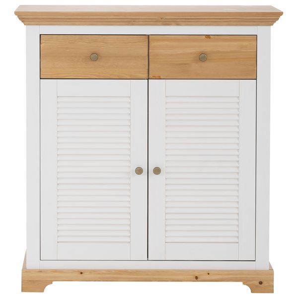 Schuhkommode Otto Home "Ayanna Kommode FüR Ca. 9 Paar Schuhe", Weiß (Weiß, Honig), B:94Cm H:100Cm T:39Cm, Fsc-Zertifiziertes Massivholz, Sideboards, Schuhkommode, Schuhschrank Aus Massiver Kiefer, Fsc, Breite 94 Cm-image