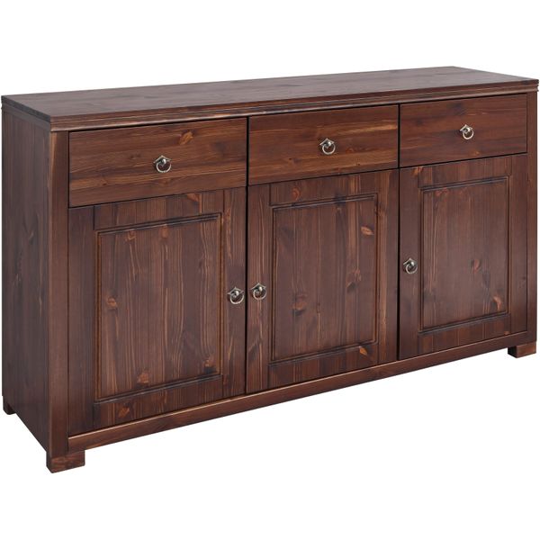 Sideboard Otto Home "Gotland", Braun (Dunkelbraun), B:147Cm H:89Cm T:40Cm, Sideboards, Sideboard, Kommode, Breite 147 Cm, Aus Massiver Kiefer, Fsc-image