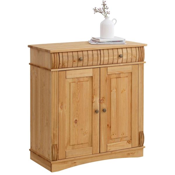Kommode Otto Home "Teresa Sideboard Nur 2 SchubkäSten", Beige (Natur), B:84Cm H:90Cm T:37Cm, Fsc-Zertifiziertes Massivholz, Sideboards, Kommode, Aus Massiver Kiefer Breite 84 Cm, HöHe 90 Cm, Fsc-image