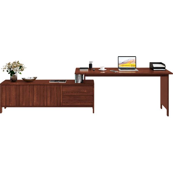 Schreibtisch Otto Home "Luven, Aus Massivholz", Braun (Dunkelbraun), B:170Cm H:76Cm T:60Cm, Tische, Schreibtisch, In 2 Breiten, Variable Nutzung Als Schreibtisch Oder Eckschreibtisch-image