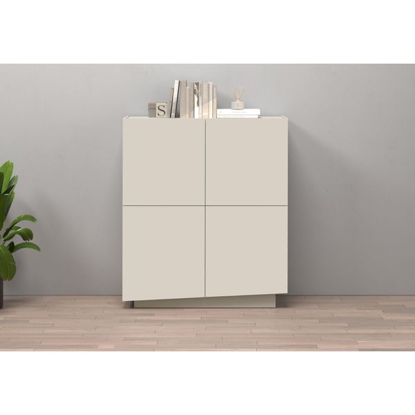 Highboard Otto Home "Vela, HöHe 120 Cm, Design Mit SchräGen TüRen, 8 FäCher, Made In Italy", Transparent (Braun), B:100Cm H:120Cm T:35Cm, Sideboards, Highboard, Made In Italy, MaßE-B/T/H: 100X35X120,Hohes Sideboard,Anrichte,Kommode-image