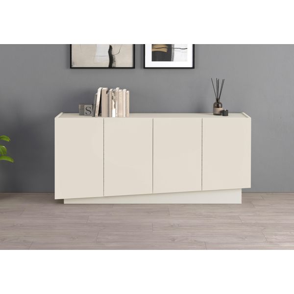 Sideboard Otto Home "Vela, Breite 160 Cm, Design Mit SchräGen TüRen, MaßE-B/T/H: 160X35X75", Kaschmir Matt, B:160Cm H:75Cm T:35Cm, Sideboards, Sideboard, Made In Italy, 4 FäCher, Sideboard, Anrichte, Kommode-image