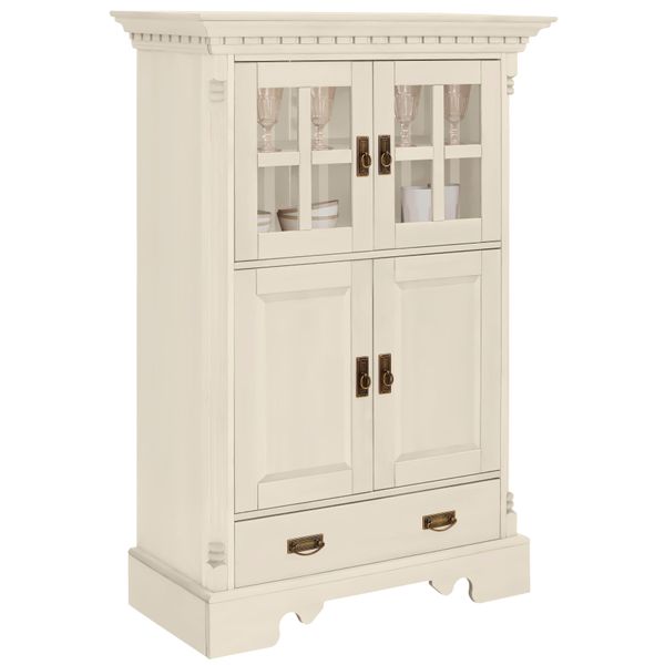 Highboard Otto Home "Milan", Beige (Cremfarben), B:102Cm H:149Cm T:47Cm, Massivholz, Sideboards, Highboard, Vitrine, Breite 102 Cm, Massivholz, Fsc-Zertifiziert-image
