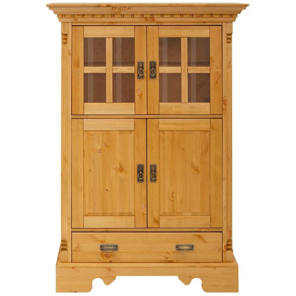 Highboard Otto Home "Milan", Beige (Natur), B:102Cm H:149Cm T:47Cm, Massivholz, Sideboards, Highboard, Vitrine, Breite 102 Cm, Massivholz, Fsc-Zertifiziert-image