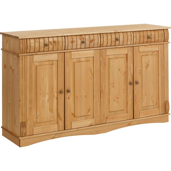 Sideboard Otto Home "Teresa", Beige (Natur), B:152Cm H:90Cm T:37Cm, Sideboards, Sideboard, Kommode, 4-TüRig, Breite 152 Cm, Aus Massiver Kiefer, Fsc-image