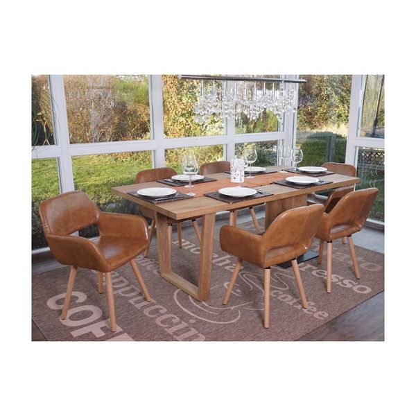 6Er-Set Esszimmerstuhl MCW-A50 Ii, Stuhl KüChenstuhl, Retro 50Er Jahre Design ~ Kunstleder, Wildlederimitat, Helle Beine-image