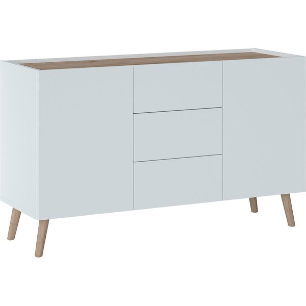 Sideboard Home Affaire "Scandi", Weiß Alpin, Jackson Hickory, B:119,8Cm H:71,8Cm T:41,8Cm, Holzwerkstoff, Sideboards, Sideboard, Breite 120 Cm-image