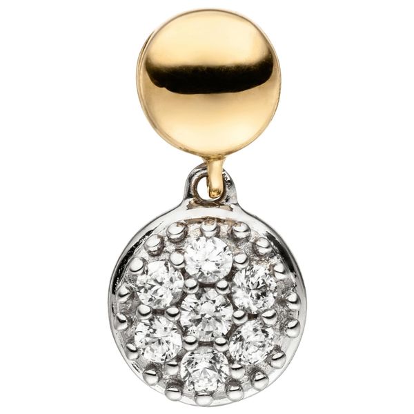KettenanhäNger Jobo "AnhäNger 13 Mm", Gelbgold 375, Weiß, SchmuckanhäNger, Damen, Gelbgold 375 WeißGold 375, Gelbgold 375, WeißGold 375, KettenanhäNger, 375 Gold Bicolor Mit 7 Zirkonia-image