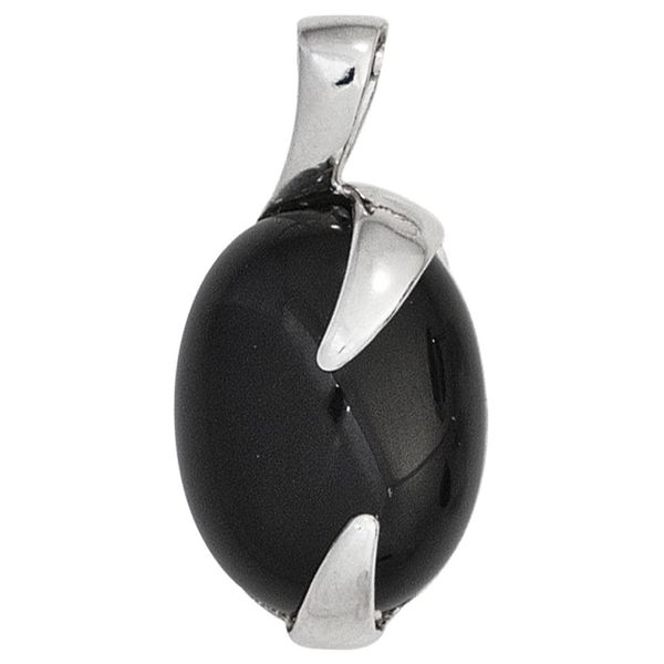 KettenanhäNger Jobo "AnhäNger Oval 23 Mm", Schwarz, Schwarz, SchmuckanhäNger, Damen, Silber 925 (Sterlingsilber), KettenanhäNger, 925 Silber Rhodiniert Mit Onyx-image