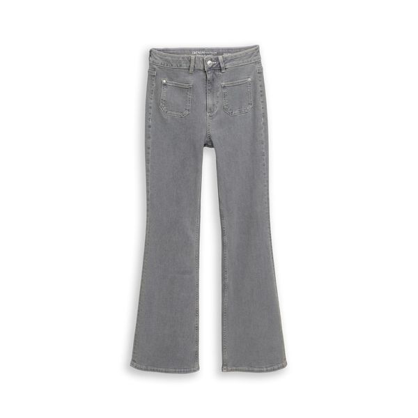 Tom Tailor Denim Damen Ttava Flared Jeans Mit Aufgesetzten Taschen, Grau, Uni, Gr. 32/32-image