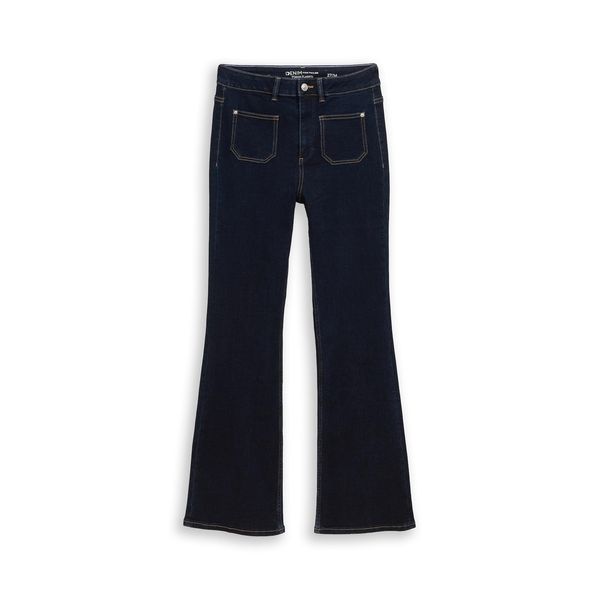 Tom Tailor Denim Damen Ttava Flared Jeans Mit Aufgesetzten Taschen, Blau, Uni, Gr. 29/32-image
