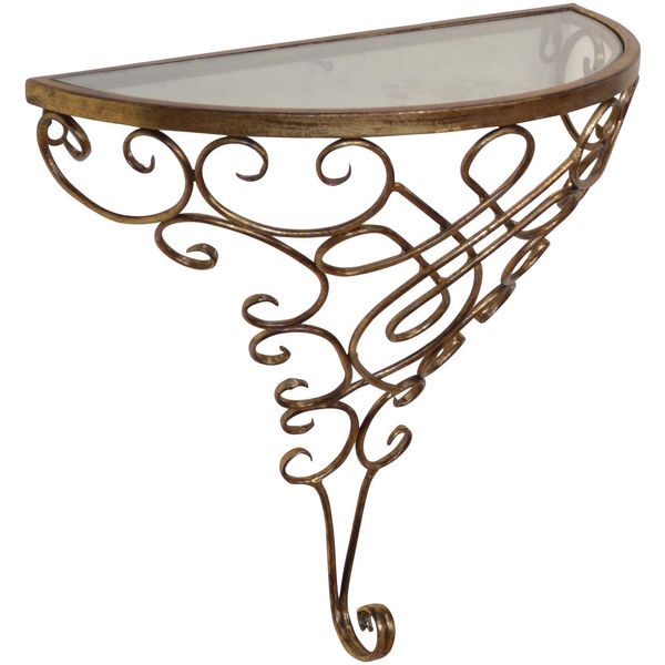 Wandregaltisch, Gold (Antik Goldfarben), B:40Cm H:40Cm T:20Cm, Hofmann Living And More, Tische, Wanddekoration-image