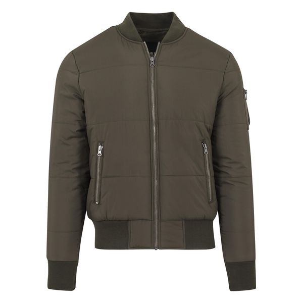 Anorak Urban Classics "Urban Classics Herren Basic Quilt Bomber Jacket", Herren, Gr. S, Olive, 100% Polyester, Unifarben, Normal, Rundhals, Jacken-image