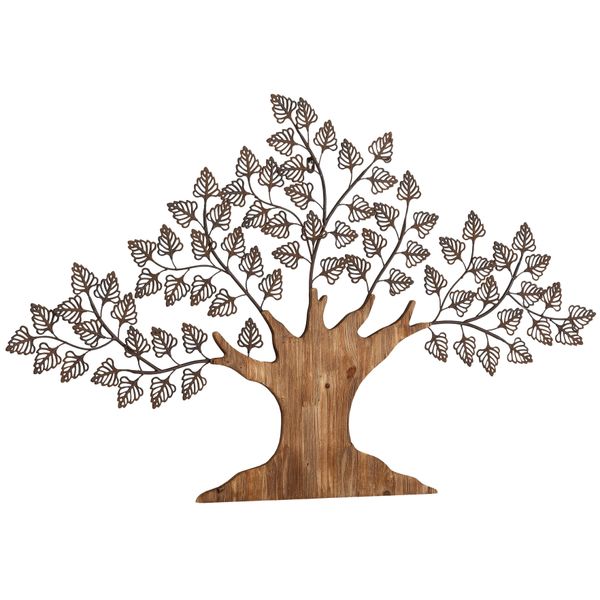 Wanddekoobjekt "Baum", Braun, B:117Cm H:70Cm T:3Cm, Massivholz, Metall, Hofmann Living And More, Wanddekoobjekte, Materialmix Aus Metall Und Holz-image